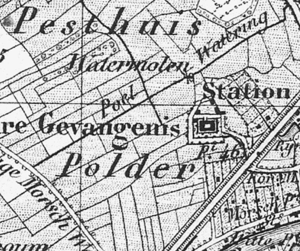16 Mendelweg 1-3 te Leiden 465000 92000 92500 93000 465000 Figuur 2.5 Uitsnede uit de Topografische Militaire Kaart (TMK) van ca. 1850 met het plangebied in rood (bron: Kadaster).