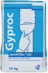 Kenmerken Gyproc JointFiller Vario JointFiller Vario is een glasvezelversterkt gipsproduct voor het afvoegen van Rigitone plafonds, RiNoflam onbrandbare platen, Rigidur gipsvezelplaten en Gyproc