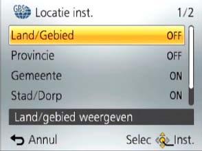 GPS- en kaartfuncties DMC-TZ40 DMC-TZ41 Met de GPS-functie de locatie van een beeld vastleggen [Locatie inst.] U kunt zelf bepalen welke vastgelegde plaatsnaaminformatie-onderdelen worden weergegeven.