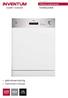 BUILT IN DISHWASHER. inbouw vaatwasser IVW6034A. gebruiksaanwijzing instruction manual