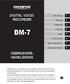DM-7 DIGITAL VOICE- RECORDER GEBRUIKERS- HANDLEIDING. Aan de slag. Opname. Weergave. Planning. Menu. Wi-Fi-functie. Gebruik met een pc