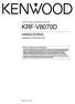 KRF-V8070D HANDLEIDING KENWOOD CORPORATION AUDIO VIDEO SURROUND RECEIVER