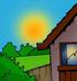 e-domotica toepassingsvoorbeeld: Zon onder, tuinverlichting aan en zonwering omhoog
