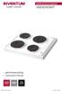 ELECTRIC COOKING HOB. elektrische kookplaat VKE6010WIT. gebruiksaanwijzing instruction manual. VKE6010-instructions.indd :08:41