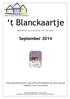 t Blanckaartje Maandelijks huiskrantje van COZ Sint Jozef September 2014