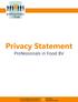 Privacy Statement Professionals in Food BV
