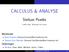 CALCULUS & ANALYSE. Stefaan Poedts. CmPA, Dept. Wiskunde, KU Leuven