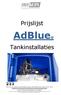 Prijslijst. AdBlue. Tankinstallaties