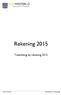 Rekening 2015 Toelichting bij rekening 2015 AGB Westerlo Rekening 2015 toelichting