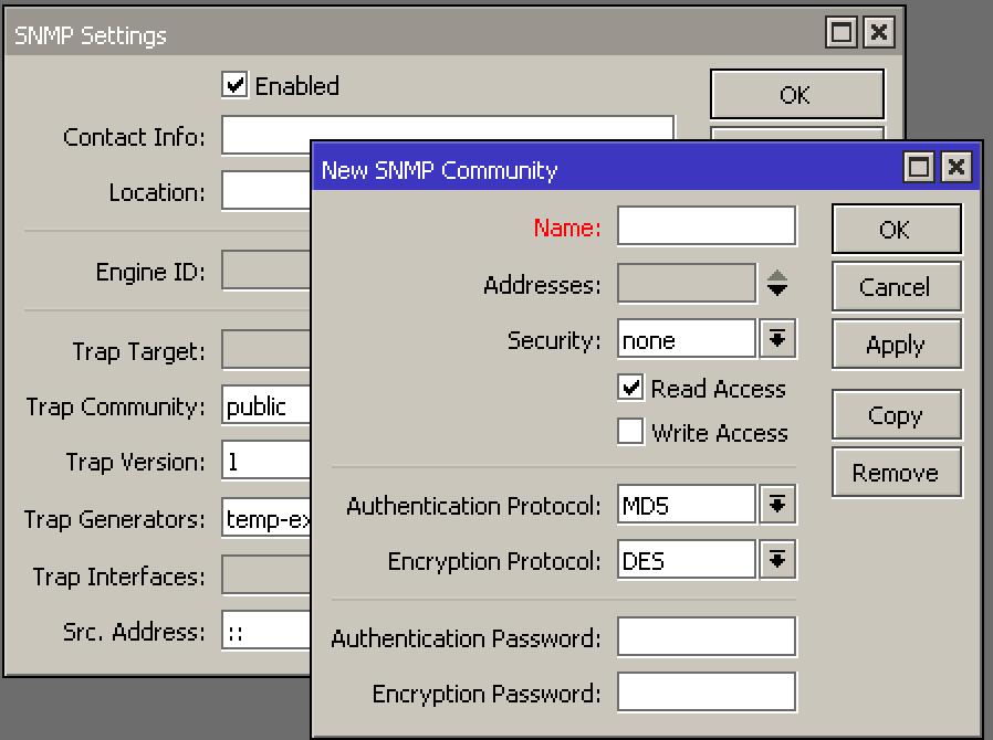 SNMP enable Enable SNMP,