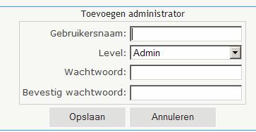 Ook staat er een kolom Level waar het admin level te zien is. De gebruiker hierboven heeft het standaard level admin en mag dus overal bij in de software.