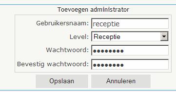 Klik op dit icoon om een bestaande administrator te wijzigen Klik op dit icoon om een bestaande administrator te verwijderen Klik onderaan de pagina op
