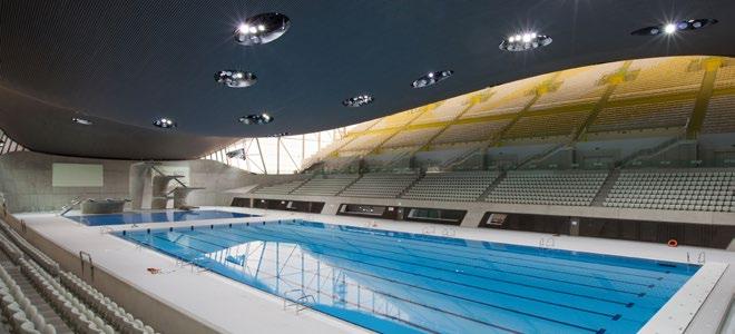 Olympisch zwembad Londen Houtsoort SafeWood Multiplex met Louro Gamela fineer