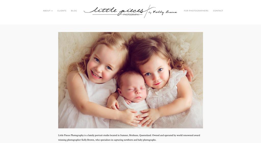 Nog een voorbeeld: de prachtige website van Little Pieces Photography van Kelly Brown: https://