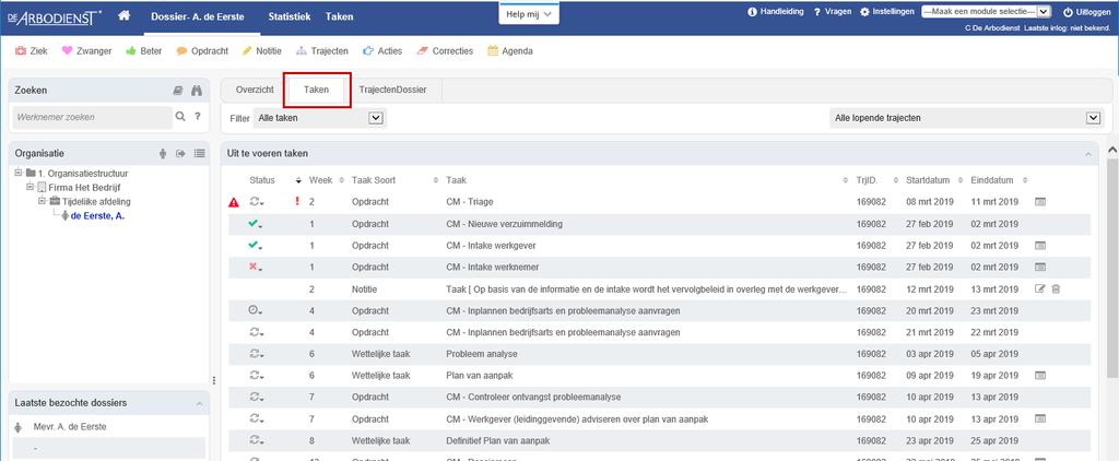 6 TAKEN UITVOEREN 6.1 Taken Wanneer u p een taak klikt krijgt u de infrmatie die ndig is vr het uitveren van de taak.