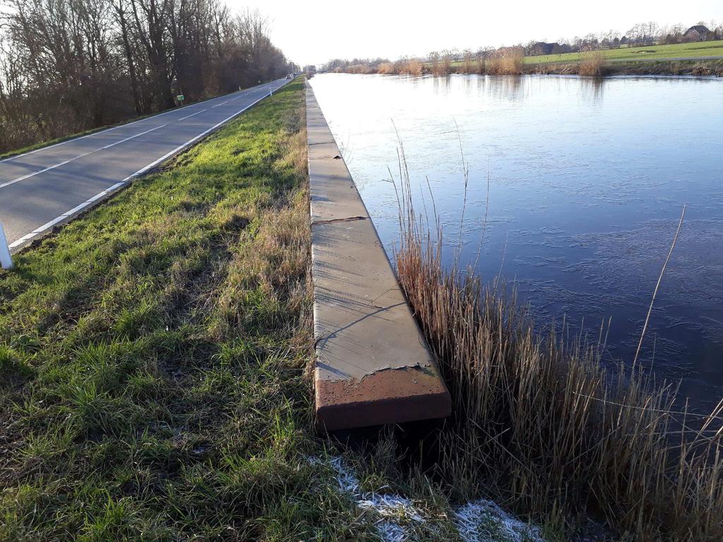 Aan de waterkant bevindt zich meestal een beschoeiing en een rietkraag. In het midden van dit vak is de beschoeiing in 2003 vervangen door een damwand.