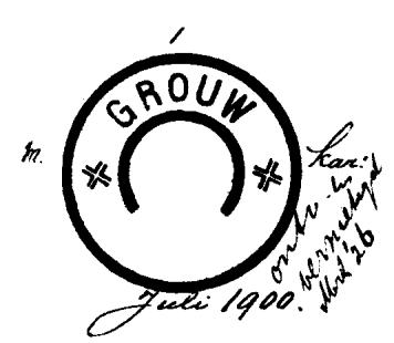 GROUW Provincie Friesland GRPK 0105A \ 1895-03-30 Op 30 maart 1895 werd een grootrondstempel met karakters toegezonden.