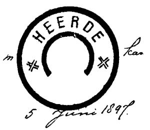 HEERDE Provincie Gelderland Dienstorder No 59 P 52 T van 9 april 1898: Het hulpkantoor der posterijen te Heerde wordt, met ingang van 1 Mei 1898, opgeheven en vervangen door een postkantoor, in