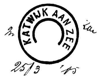 KATWIJK AAN ZEE Provincie Zuid-Holland GRPK 0146 1905-03-25 Een grootrondstempel met karakters werd toegezonden op 25 maart 1905.