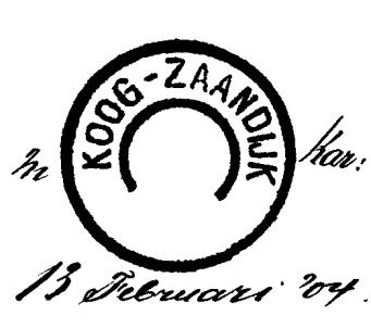 KOOG-ZAANDIJK Provincie Noord-Holland Tot het ressort van het postkantoor Koog-Zaandijk behoorde het hulppostkantoor Westzaan.