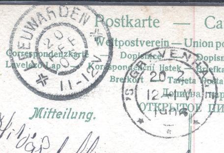augustus 1906. Het postkantoor LEEUWARDEN ontving twintig grootrondstempels.