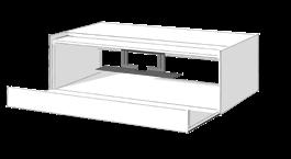 1.3 Lowboard voor soundbar integratie Cocoon lowboard met stoffront voor het onderbrengen van soundbars, subwoofer en randapparatuur. a SOUNDBAR d max.