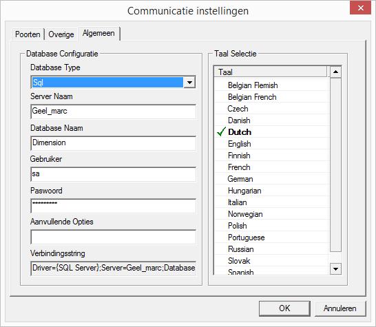 Remote Servicing Suite XL-V2 BIJLAGE Configureren communicatieserver Menu Opties >