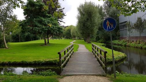 De beoogde locatie voor de nieuwbouw in het park bestaat nu grotendeels uit een basisschool en een speelplein.