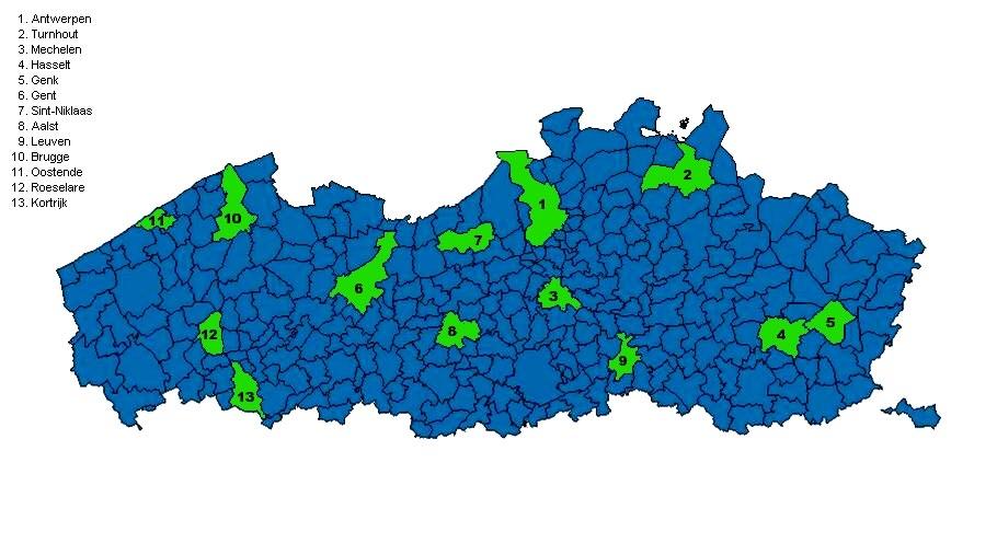 Vlaanderen: - 300 gemeenten - ca.