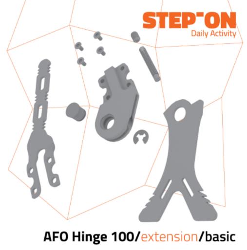 Step-on maatwerk familie Step-on is in het mono scharnier ook leverbaar als maatwerk, met dezelfde troeven als de Step-on 100 orthese.