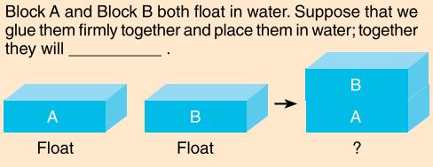 Bijlage 2 Vakkennistoets Drijven en zinken (Yin, Tomita en Shavelson, 2008) Vraag 1: Blok A en Blok B drijven beide in het water.