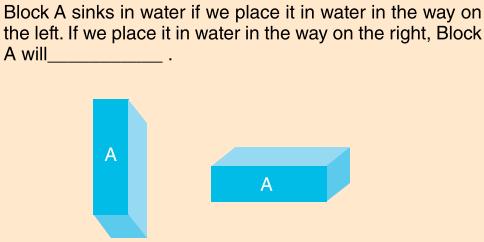 Vraag 6: Blok A zinkt in het water als we het op de linker manier in het water leggen.
