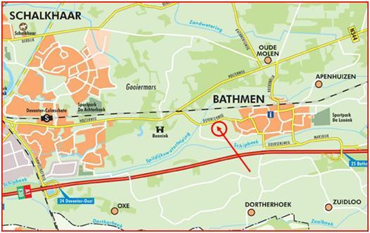 Ligging plangebied Het perceel Deventerweg 33 te Bathmen is globaal gelegen tussen de A1 en de Holterweg.