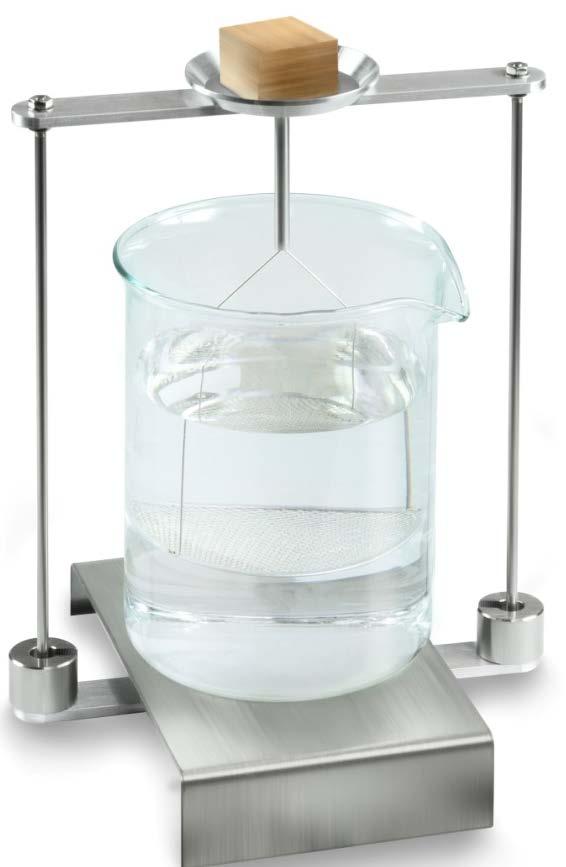 Methode 2: De dompelkorf afnemen en in het midden van het platform het bekerglas met het hulpvloeistof plaatsen. De invulhoogte dient ca. ¾ van het volumen te bedragen.