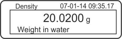 ] verschijnt en vervolgens de toets Afwachten totdat de bepaling voor monstergewicht in de hulpvloeistof verschijnt.