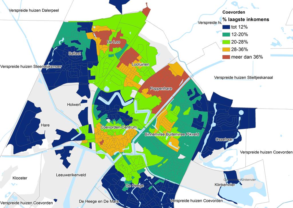 Coevorden Ook hier concentratie van laagste