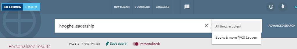 Simple search SIMPLE = 1 of meer woorden (AND) All: gedrukte + elektronische collectie BESCHIKBAAR in Leuven, OOK artikels More results without online access/