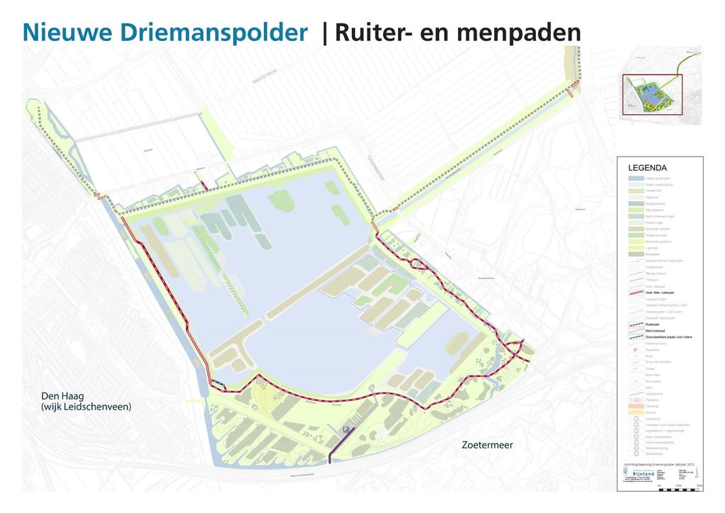 Figuur 5. Ruiter- en menpaden van de Nieuwe Driemanspolder.