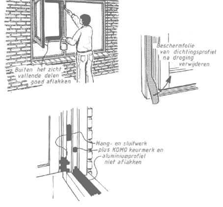 1.6 Schilderwerk. Hang- en sluitwerk, aluminium- en kunststofprofielen, scharnieren etc. niet schilderen.