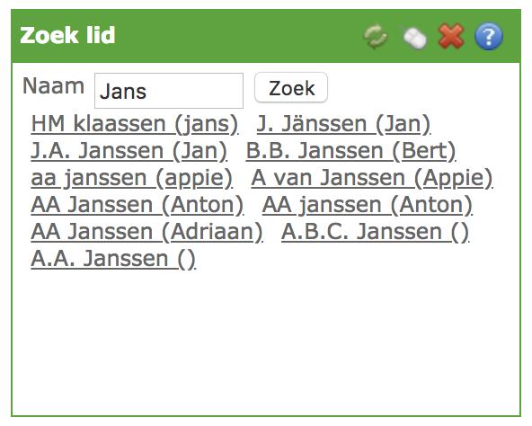 Ander lid zoeken Wanneer u ingelogd bent heeft u de mogelijkheid om gegevens van andere leden op te zoeken.