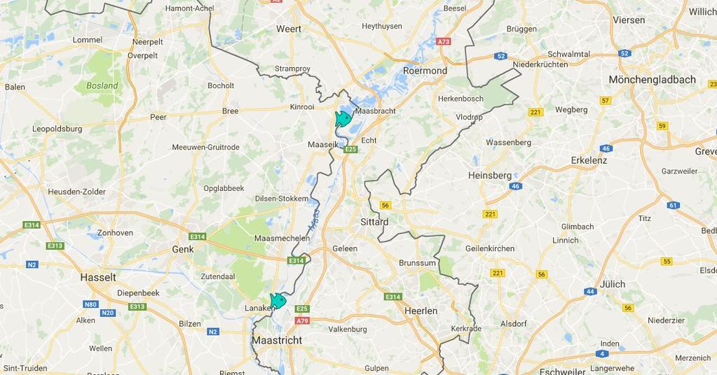 Materialen en methode. Onderzoeksgebied Het onderzoeksgebied omvat twee viswateren in de Provincie Limburg (figuur.). De viswateren zijn gelegen langs rivier de Maas.