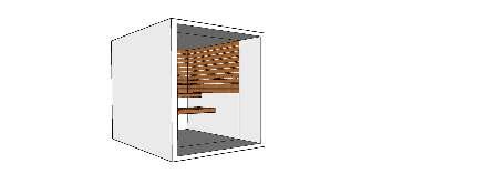 Sauna met oversteek outdoor Specificaties houtsoort Binnen Buiten Banktype Besturing Verlichting Muziek Thermo ayous Zwart / wit / ral Zwart / wit / inox look/ ral Zwevend Touch screen bediening LED