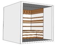 Sauna met ingebouwde douche Specificaties houtsoort Binnen Buiten Banktype Besturing Verlichting Muziek Kraanwerk inbouw Thermo ayous Zwart / wit / ral Zwart / wit / inox look/ ral Gesloten of