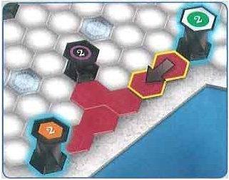 De speler verbindt paars en groen met een nieuwe keten. Deze nieuwe keten staat niet in verbinding met de 'oude' keten.