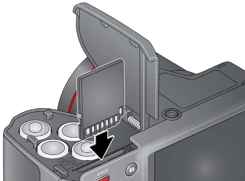 NEDERLANDS Een SD- of SDHC-kaart (accessoire) gebruiken Uw camera heeft een intern geheugen.