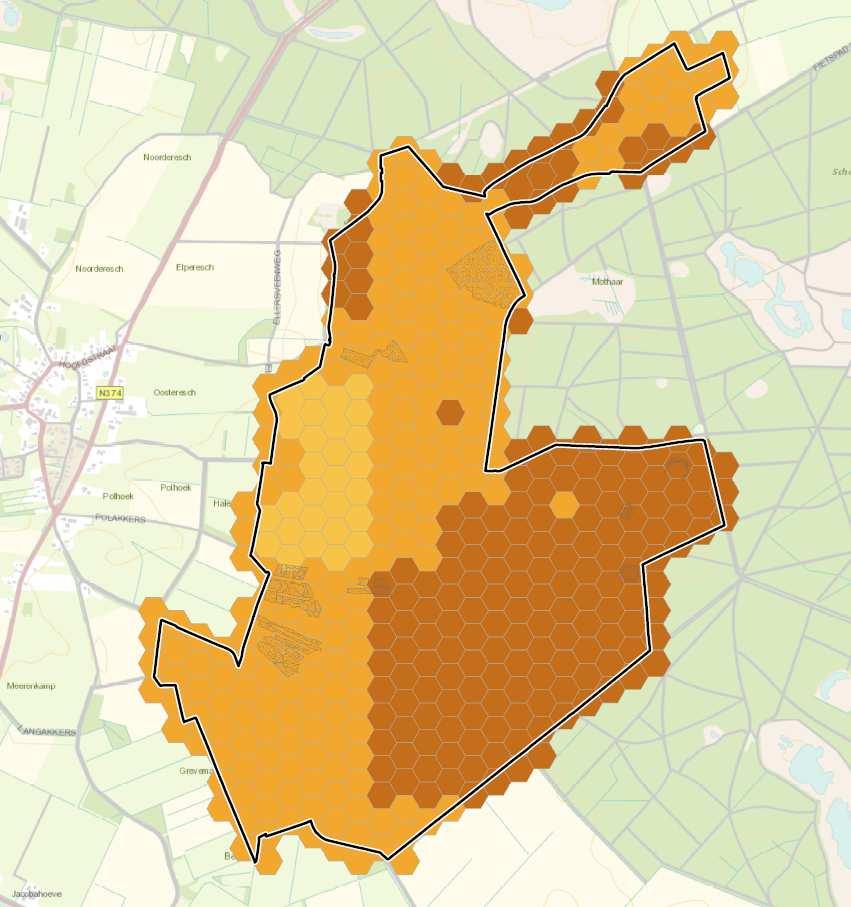 Depositie Elperstroom 2010 KDW habitattypen: - Vochtige heide: 1.214 mol N/ha/jr - Heischraal grasland: 714 mol N/ha/jr - Blauwgrasland: 1.071 mol N/ha/jr - Kalkmoeras: 1.