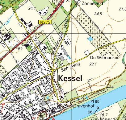 LIGGING Het plangebied is gesitueerd aan de oostkant van de kern Kessel. Het grenst aan de Schijfweg Noord en vormt een deel van de bedrijfslocatie van Bex BV.