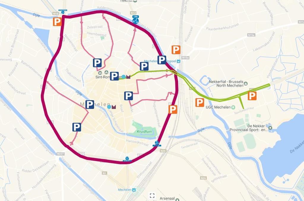 Parkings overzicht parkings Eandistip (530 ppl) P P Tinel (319 ppl) Rode kruisplein (203 ppl) Nekkerspoel-station (100 ppl) Kathedraal (130 ppl) Veemarkt (129 ppl) Zwartzustersvest (200 ppl) Grote