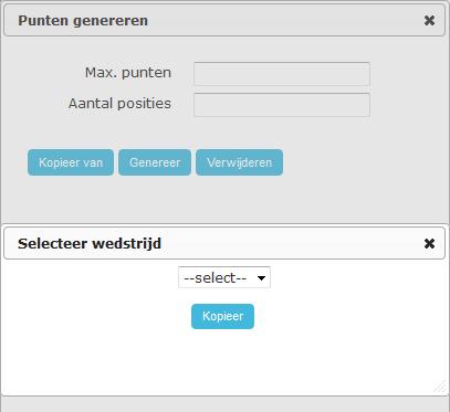 Meerronden Puntenverdeling kopiëren Wanneer er voor een wedstrijd al punten zijn toegekend en de volgende wedstrijd moet dezelfde verdeling hebben, dan kunt u de reeds aangemaakte verdeling overnemen.