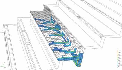 ,0 mm aan de onderijde van het element Figuur 6 laat het scheurpatroon van de T-vormige tribuneliggers ien, maar dan onder ULS-belasting.